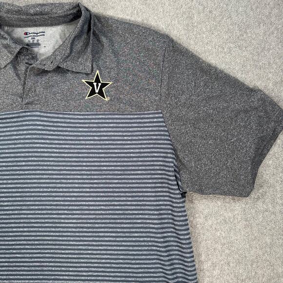Vanderbilt Champion Short Sleeve Polo Shirt Men's 2XL Gray Blue Stripe - Picture 2 of 9